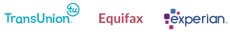 bureau logos - TransUnion, Equifax, and Experian bureau logos - TransUnion, Equifax, and Experian